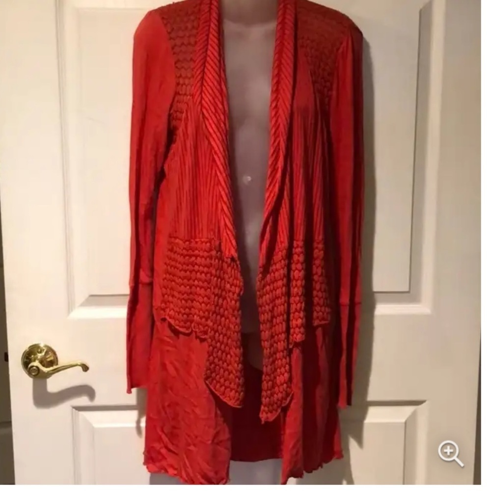 Anthropologie Tiny Open Knit Drape Coral Crochet
Trim Cardigan Sweater SzS VGUC - Picture 3 of 16